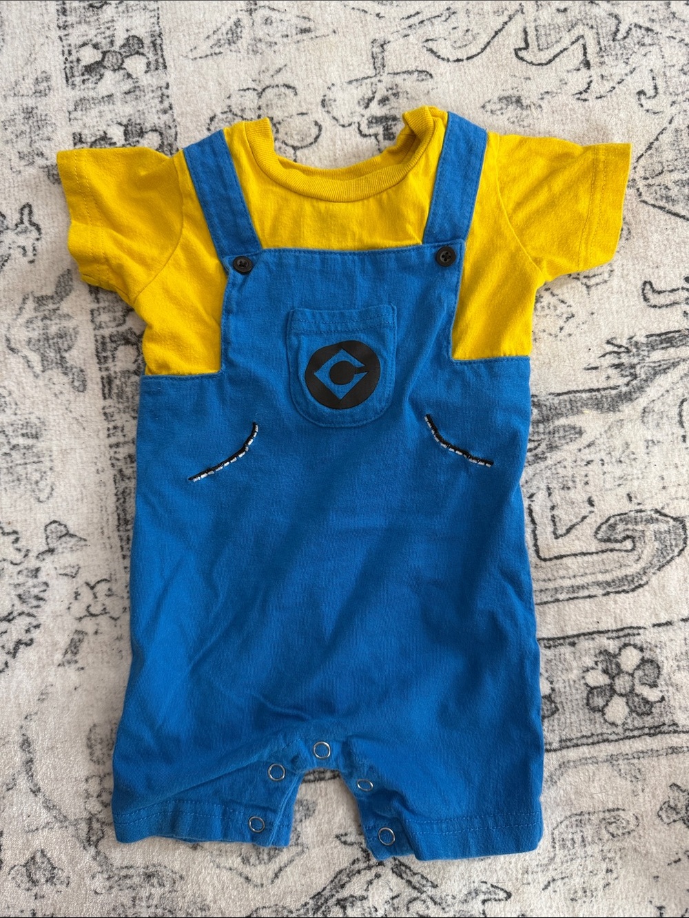 Minion-Inspired Yellow & Blue Baby One-Piece Romper